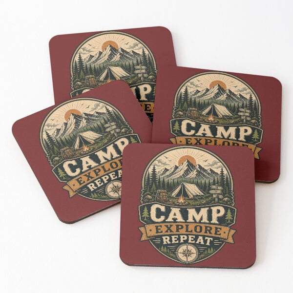 Item preview, Camp Explore Repeat Mountain Camping Vintage Outdoor Adventure Design designed and sold by RobertArt08.