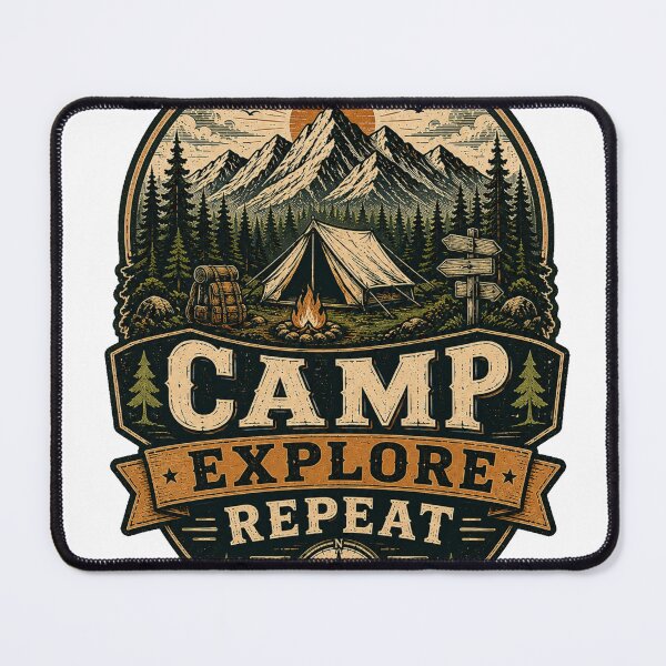 Item preview, Camp Explore Repeat Mountain Camping Vintage Outdoor Adventure Design designed and sold by RobertArt08.