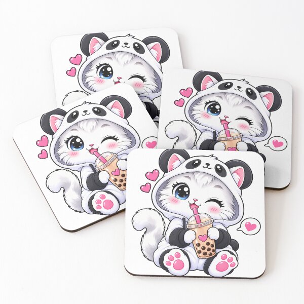 Item preview, Cute Panda Hoodie Cat with Boba Tea – Kawaii Winking Kitten Sticker designed and sold by ghatwalsachin.