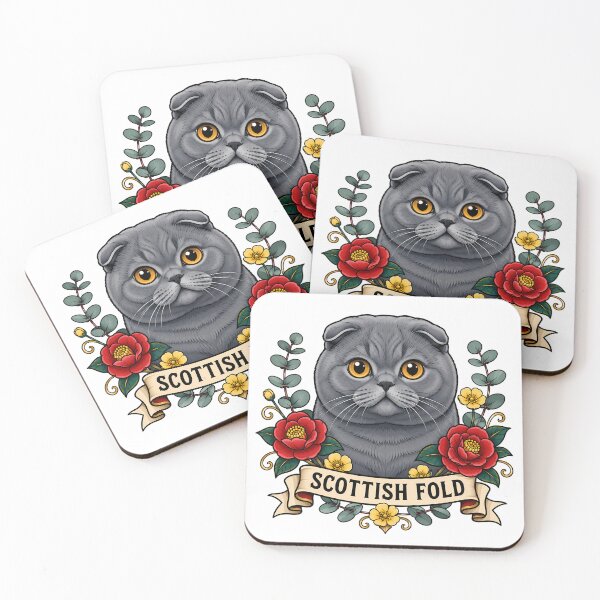 Item preview, Scottish Fold Cat Vintage Tattoo Art designed and sold by Old's Cool Cat Studio.