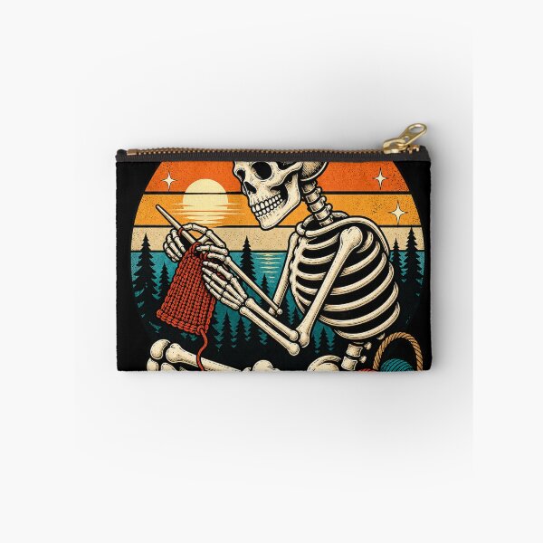Item preview, Just One More Row Knitting Skeleton Sunset Halloween  designed and sold by AddieBlu.