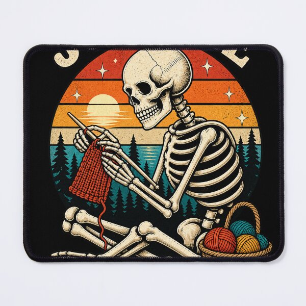 Item preview, Just One More Row Knitting Skeleton Sunset Halloween designed and sold by AddieBlu.