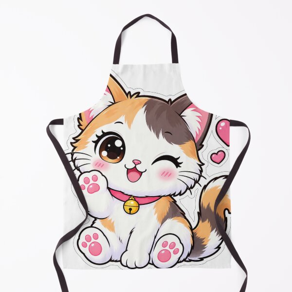 Item preview, Cute Calico Cat Waving Paw – Kawaii Winking Kitten Bell Collar Sticker designed and sold by ghatwalsachin.