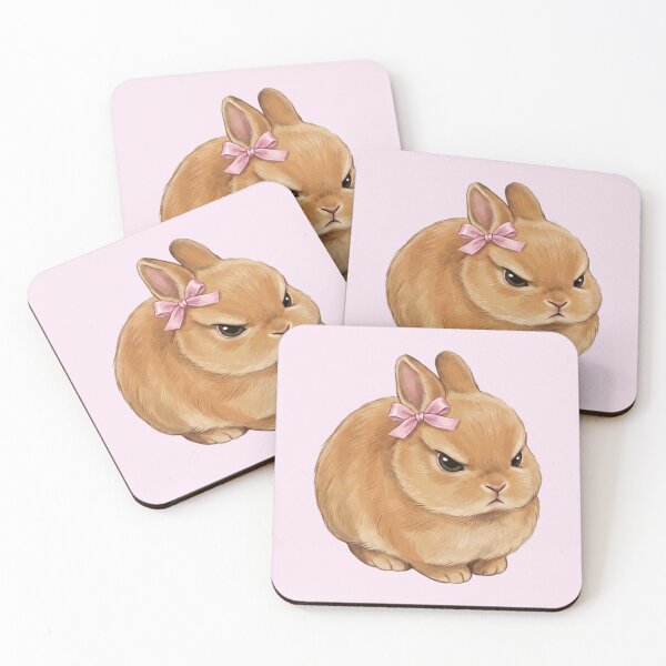 Item preview, Angry Bunny with Pink Bow Sticker – Cute Grumpy Rabbit Kawaii Design designed and sold by Art Fly.