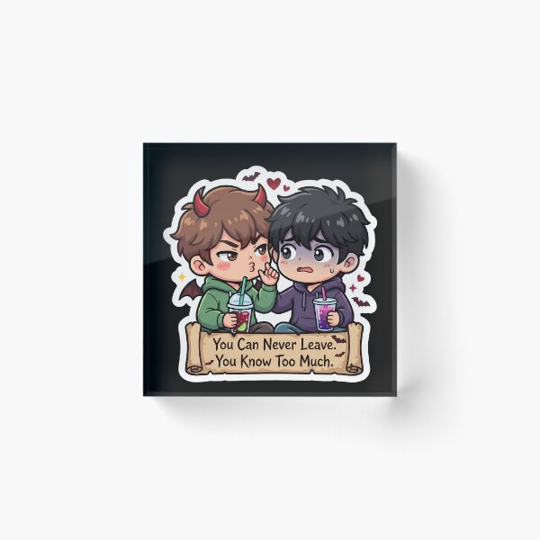 Item preview, You Can Never Leave You Know Too Much - Funny Chibi Best Friends Sticker designed and sold by mysticgoggles.