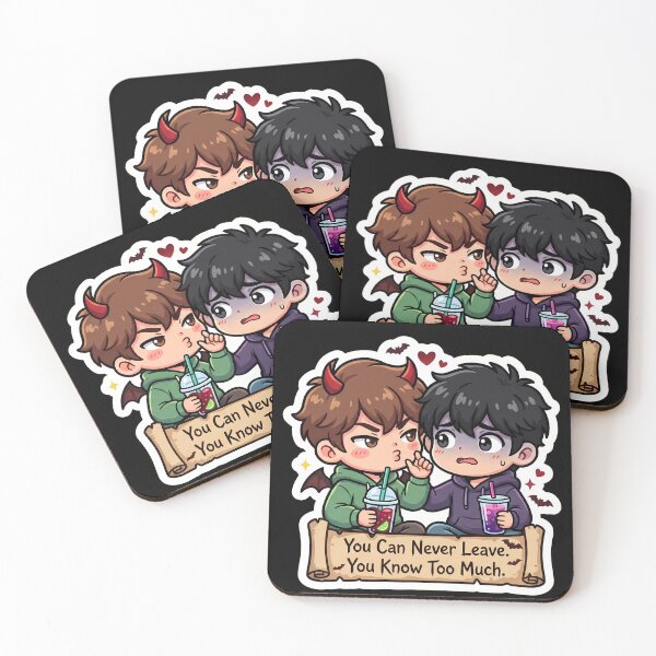 Item preview, You Can Never Leave You Know Too Much - Funny Chibi Best Friends Sticker designed and sold by mysticgoggles.