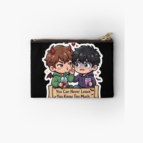 Item preview, You Can Never Leave You Know Too Much - Funny Chibi Best Friends Sticker designed and sold by mysticgoggles.