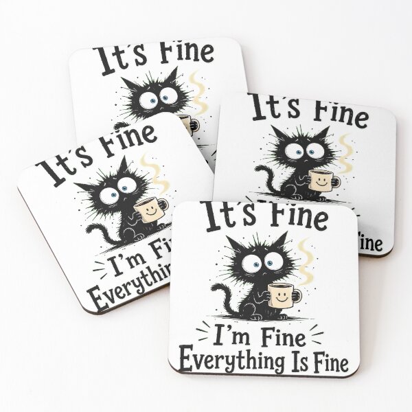 Item preview, Black cat its fine im fine everything is fine designed and sold by TypeRiotStudio.