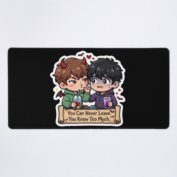 Item preview, You Can Never Leave You Know Too Much - Funny Chibi Best Friends Sticker designed and sold by mysticgoggles.