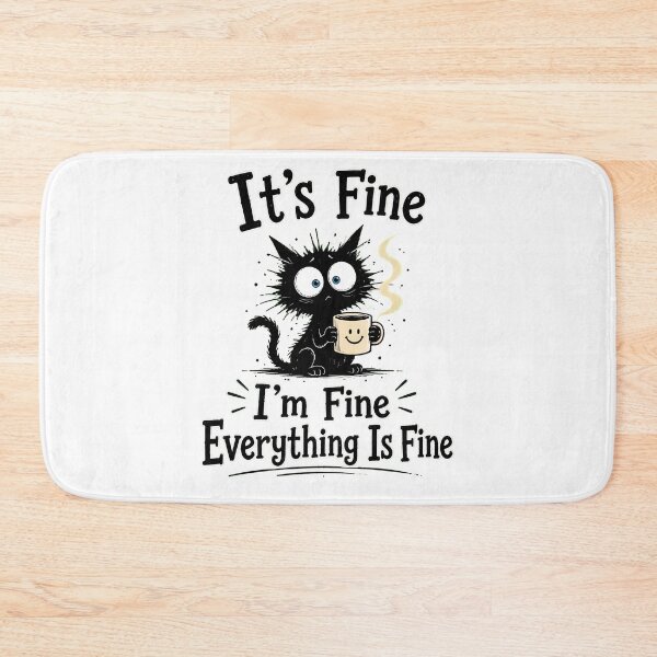 Item preview, Black cat its fine im fine everything is fine designed and sold by TypeRiotStudio.
