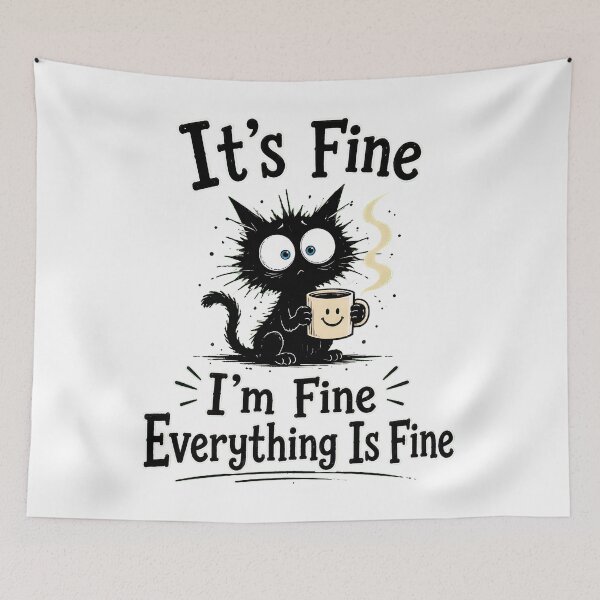 Item preview, Black cat its fine im fine everything is fine designed and sold by TypeRiotStudio.
