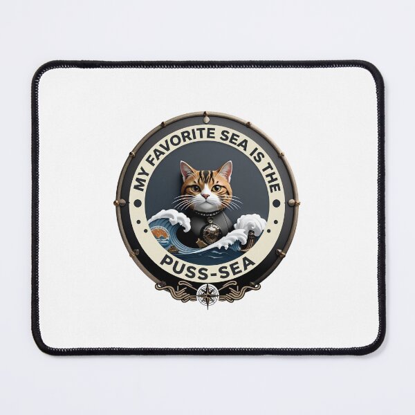 Item preview, My Favorite Sea Is the Puss-Sea | Funny Cat Nautical Pun Design designed and sold by CutieGalore.