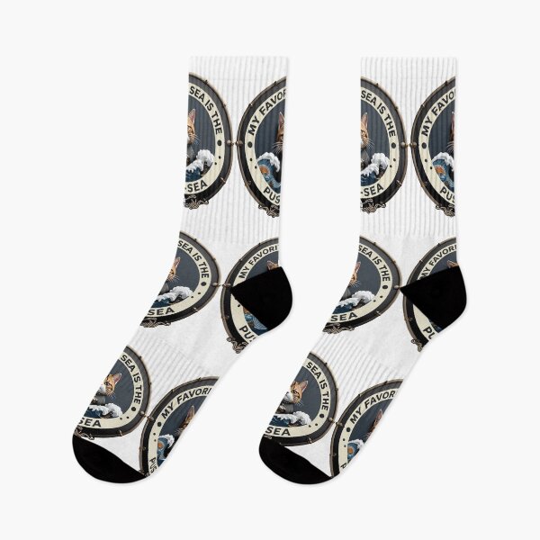 Item preview, My Favorite Sea Is the Puss-Sea | Funny Cat Nautical Pun Design designed and sold by CutieGalore.