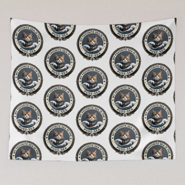 Item preview, My Favorite Sea Is the Puss-Sea | Funny Cat Nautical Pun Design designed and sold by CutieGalore.