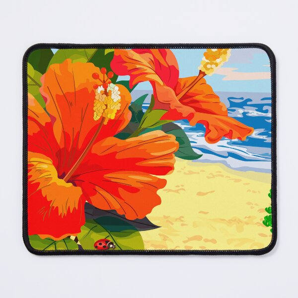 Item preview, Red flowers on the background of the sea beach designed and sold by Zhanna LL.