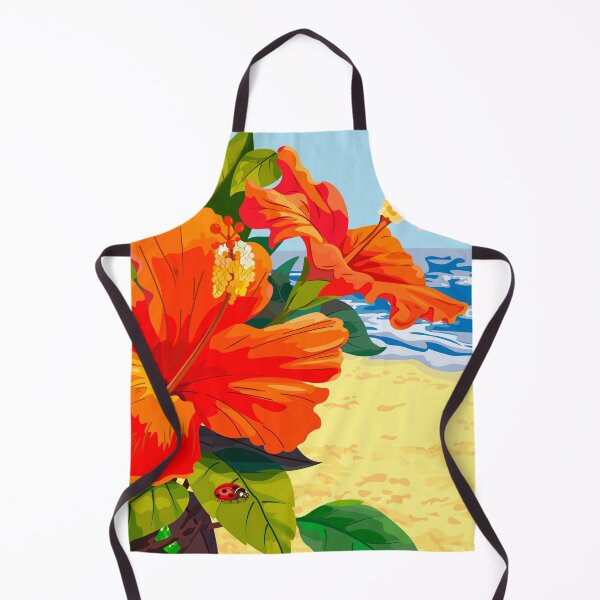 Item preview, Red flowers on the background of the sea beach designed and sold by Zhanna LL.