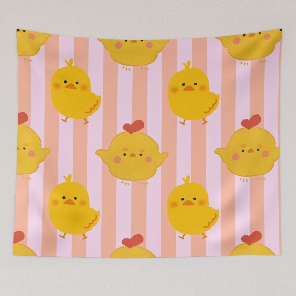 Item preview, Cute Yellow Chick Pink Striped Pattern designed and sold by jianina-alondra.