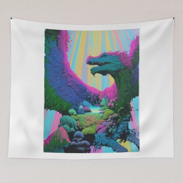 Item preview, Psychedelic Dragon Guardian of the Rainbow Valley | Fantasy designed and sold by BlissxPals.