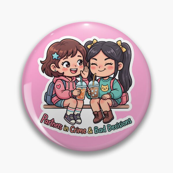 Item preview, Partners in Crime & Bad Decisions - Funny Chibi Best Friends Sticker designed and sold by mysticgoggles.