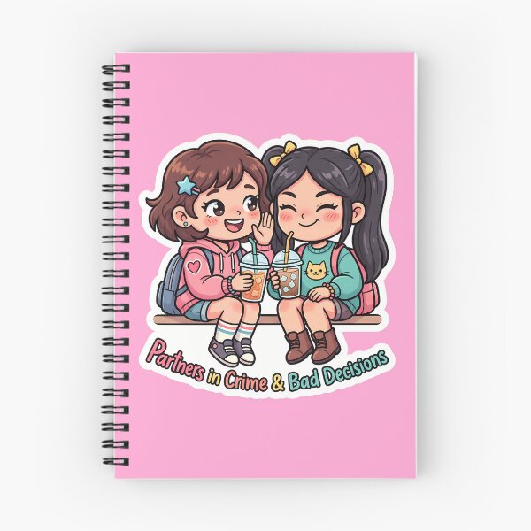 Item preview, Partners in Crime & Bad Decisions - Funny Chibi Best Friends Sticker designed and sold by mysticgoggles.