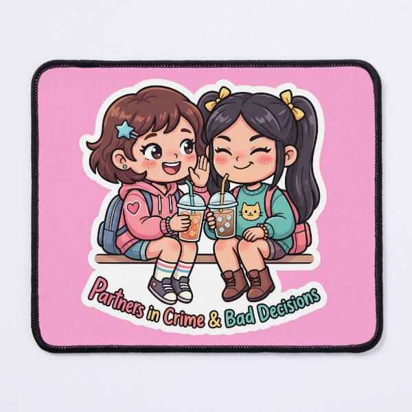 Item preview, Partners in Crime & Bad Decisions - Funny Chibi Best Friends Sticker designed and sold by mysticgoggles.