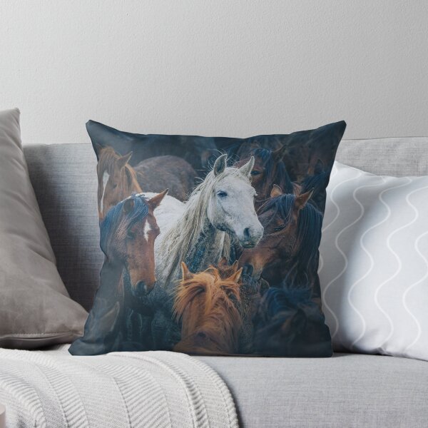Artikelvorschau, Majestic Horse Herd – Wild Horses in a Moody Blue Landscape entworfen und verkauft von StyleForge Apparel.