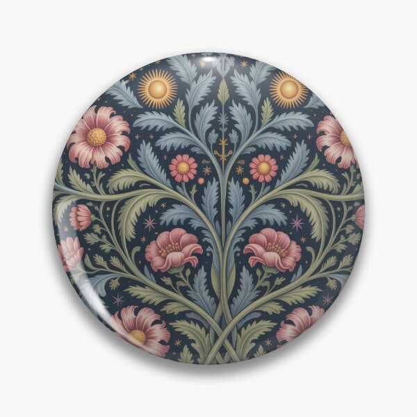 Item preview, William Morris Celestial Botanical Pattern – Moon, Sun & Stars Arts and Crafts Design designed and sold by Tamas Das.
