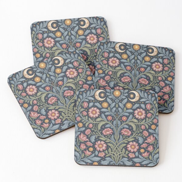Item preview, William Morris Celestial Botanical Pattern – Moon, Sun & Stars Arts and Crafts Design designed and sold by Tamas Das.