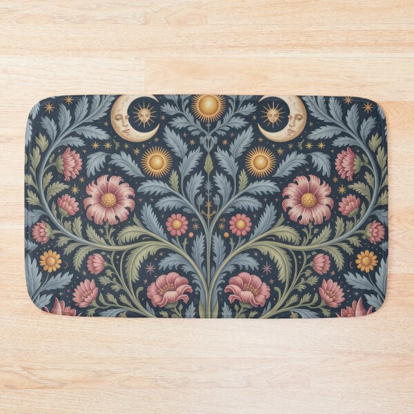 Item preview, William Morris Celestial Botanical Pattern – Moon, Sun & Stars Arts and Crafts Design designed and sold by Tamas Das.