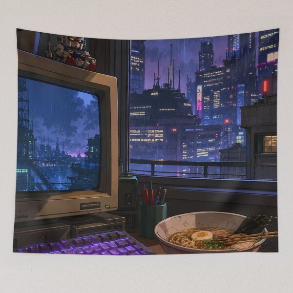 Item preview, Lofi Gaming: Neon Dusk Setup designed and sold by bapupa.