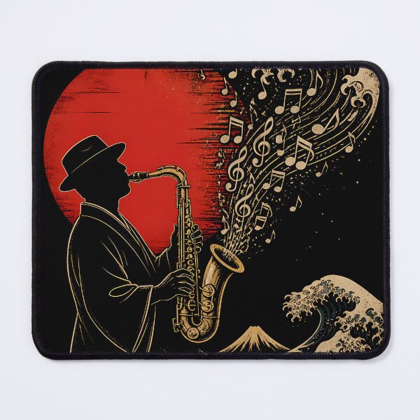 Item preview, Japanese Jazz Saxophone Ukiyoe Music Wave Vintage Art designed and sold by GrinGalore.