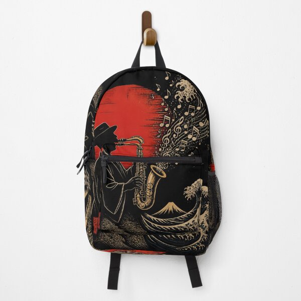 Item preview, Japanese Jazz Saxophone Ukiyoe Music Wave Vintage Art designed and sold by GrinGalore.