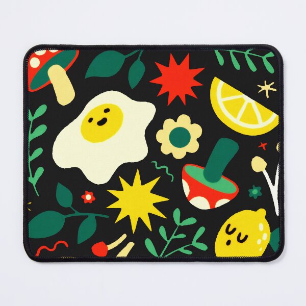 Item preview, Retro Groovy Food & Botanical Pattern - 70s Aesthetic Black Art Print designed and sold by Billy Morfo™.
