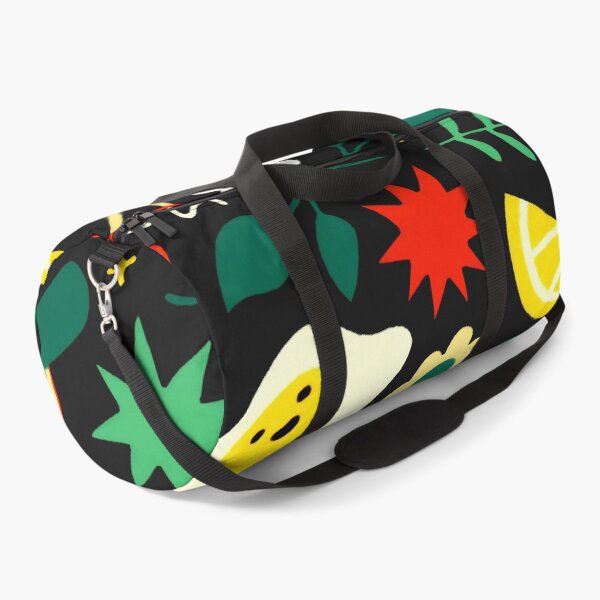 Item preview, Retro Groovy Food & Botanical Pattern - 70s Aesthetic Black Art Print designed and sold by Billy Morfo™.