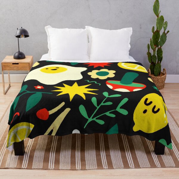 Item preview, Retro Groovy Food & Botanical Pattern - 70s Aesthetic Black Art Print designed and sold by Billy Morfo™.