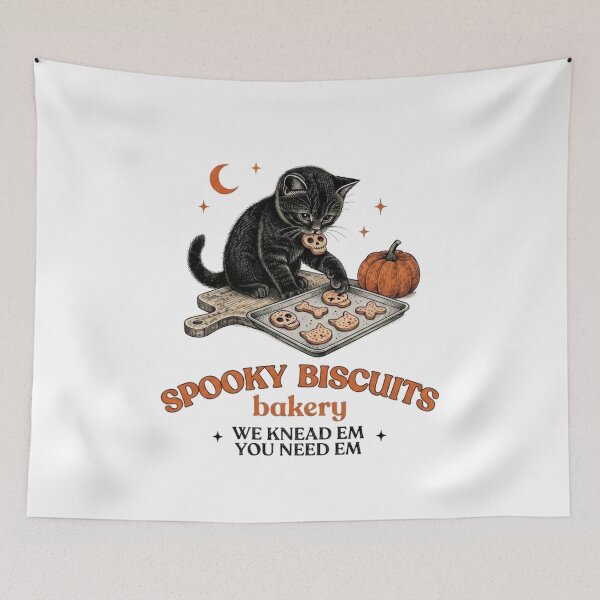 Item preview, Kitty Biscuits Spooky Season Tee Black Cat Halloween Fall Vintage Baking Pumpkin Cat Lover Fall Gift designed and sold by tariancoveghh.