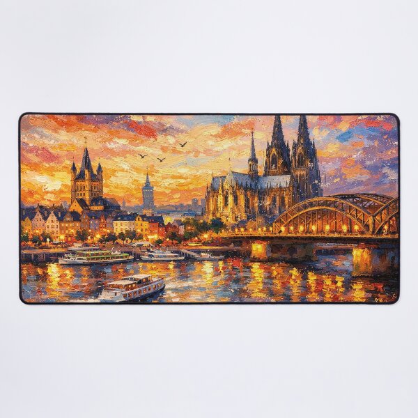 Item preview, A painting of Cologne by night, Germany – A Beautiful place in Europe. designed and sold by GalleryKauffeld.