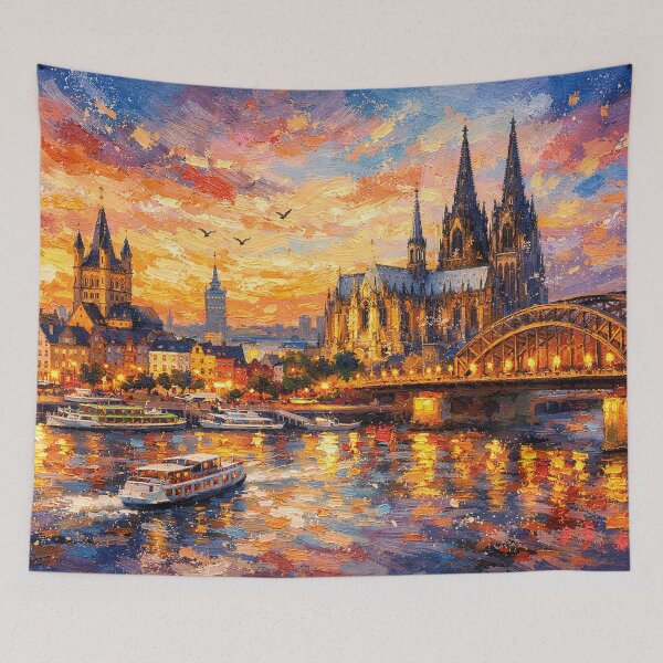 Item preview, A painting of Cologne by night, Germany – A Beautiful place in Europe. designed and sold by GalleryKauffeld.