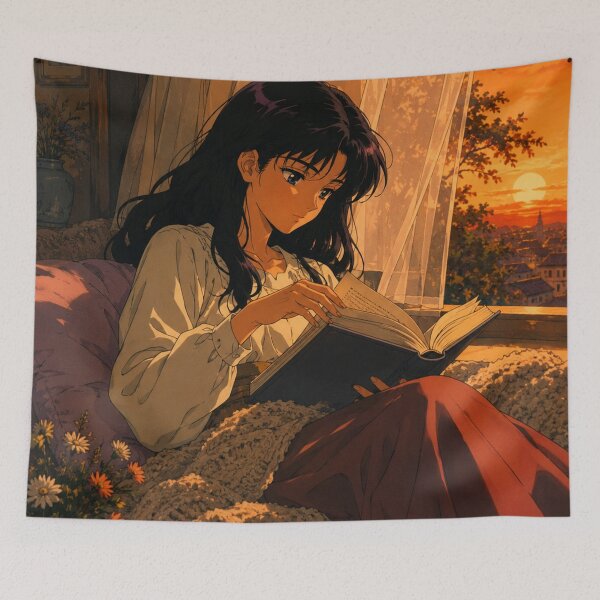 Item preview, Lofi Girl: Golden Hour Reading designed and sold by bapupa.
