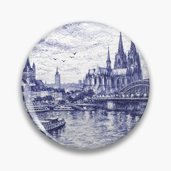 Item preview, A drawing of Cologne by night, Germany – A Beautiful place in Europe. designed and sold by GalleryKauffeld.