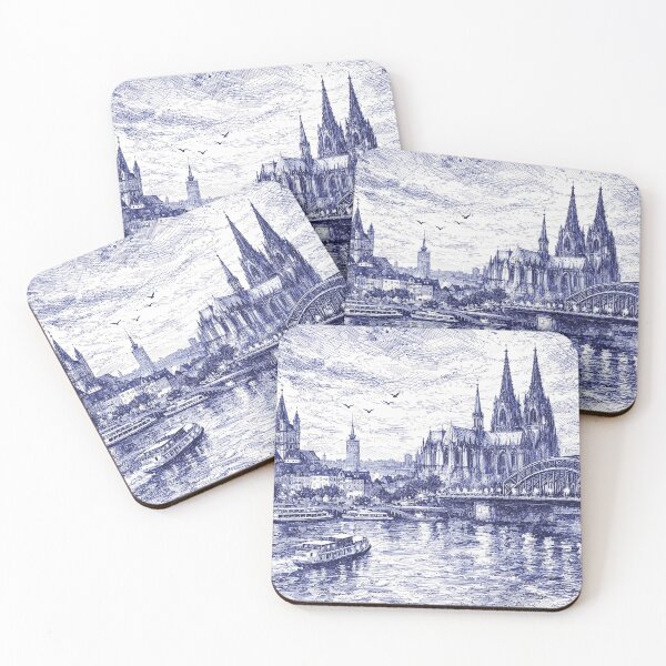 Item preview, A drawing of Cologne by night, Germany – A Beautiful place in Europe. designed and sold by GalleryKauffeld.