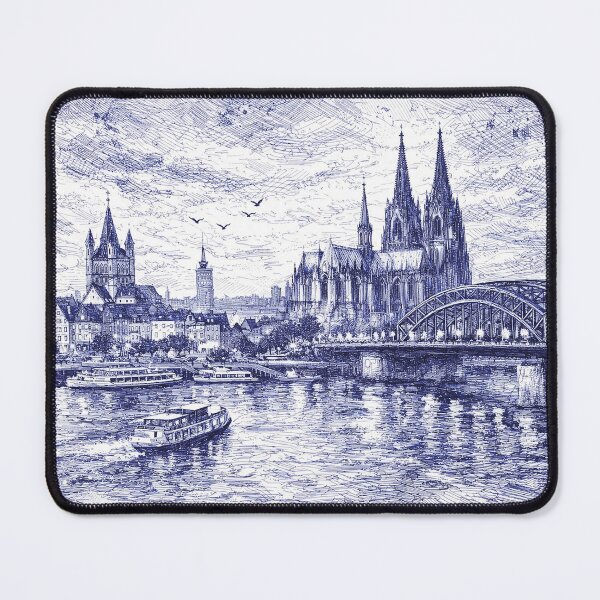 Item preview, A drawing of Cologne by night, Germany – A Beautiful place in Europe. designed and sold by GalleryKauffeld.