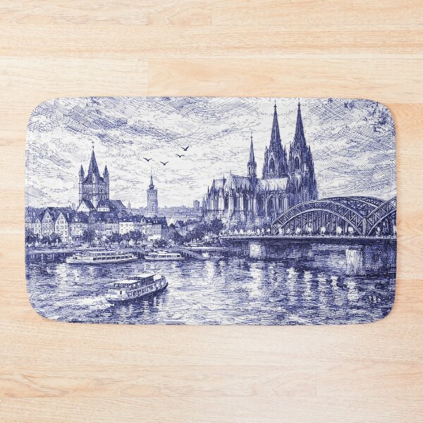 Item preview, A drawing of Cologne by night, Germany – A Beautiful place in Europe. designed and sold by GalleryKauffeld.