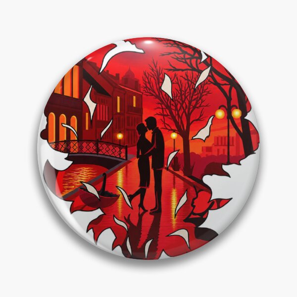 Item preview, Romantic Autumn Couple Silhouette | Red Maple Leaf Love Art | Romantic Evening Illustration designed and sold by GarnerSupplyCo.