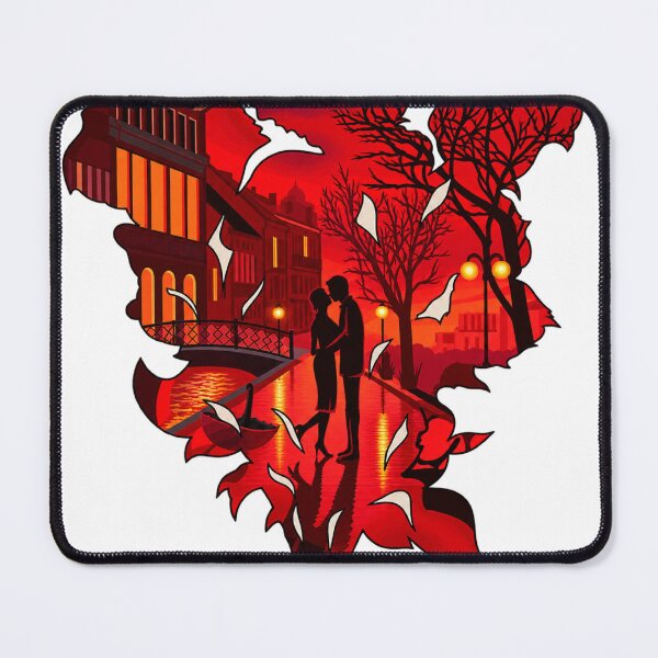 Item preview, Romantic Autumn Couple Silhouette | Red Maple Leaf Love Art | Romantic Evening Illustration designed and sold by GarnerSupplyCo.