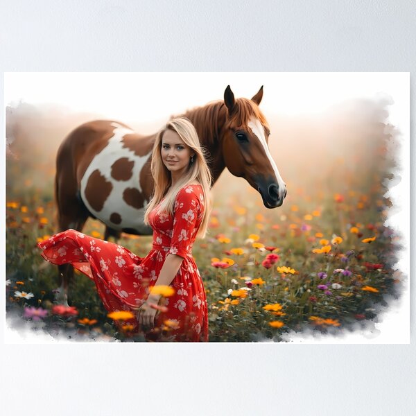 Item preview, Woman in Red Dress with Horse designed and sold by cuprum.