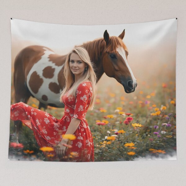 Item preview, Woman in Red Dress with Horse designed and sold by cuprum.