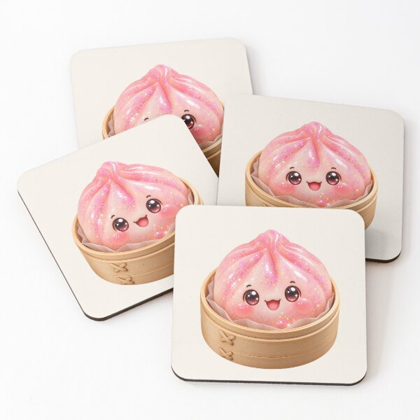 Item preview, Kawaii Sparkling Pink Dumpling In A Bamboo Steamer | Cute Glitter Asian Bao Bun Food designed and sold by Moons Studio.