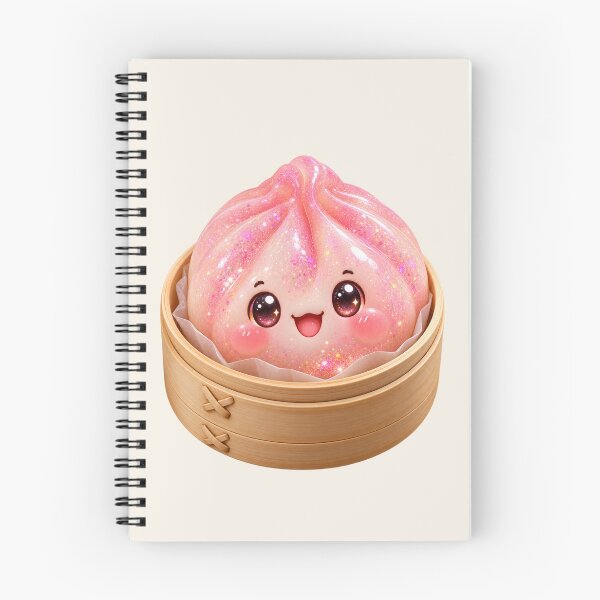 Item preview, Kawaii Sparkling Pink Dumpling In A Bamboo Steamer | Cute Glitter Asian Bao Bun Food designed and sold by Moons Studio.