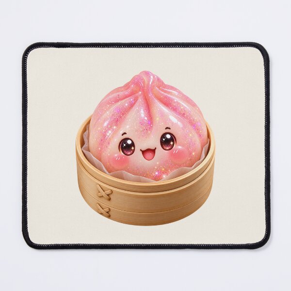 Item preview, Kawaii Sparkling Pink Dumpling In A Bamboo Steamer | Cute Glitter Asian Bao Bun Food designed and sold by Moons Studio.